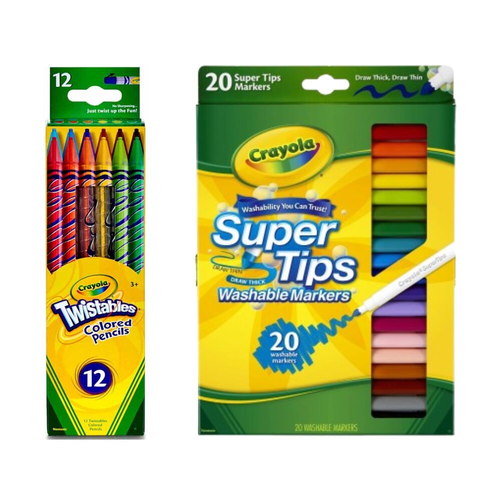 Crayola Art Set - 12 Twistables Pencils & 20 Super Tips Markers